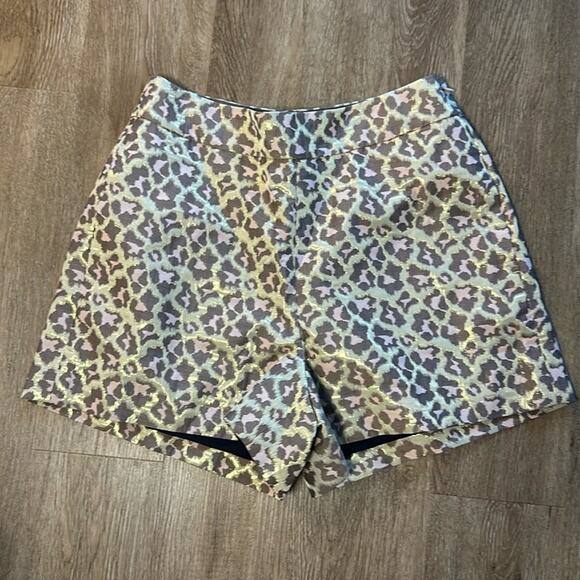 NWT J.Crew Metallic Leopard Trouser Shorts Size 8 - Picture 1 of 5
